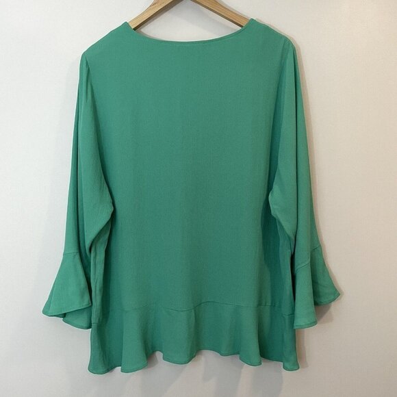 Flutter Sleeve Top Sz X Kelly Green Blouse Shirt Lightweight NWT In Every Story - Picture 5 of 11
